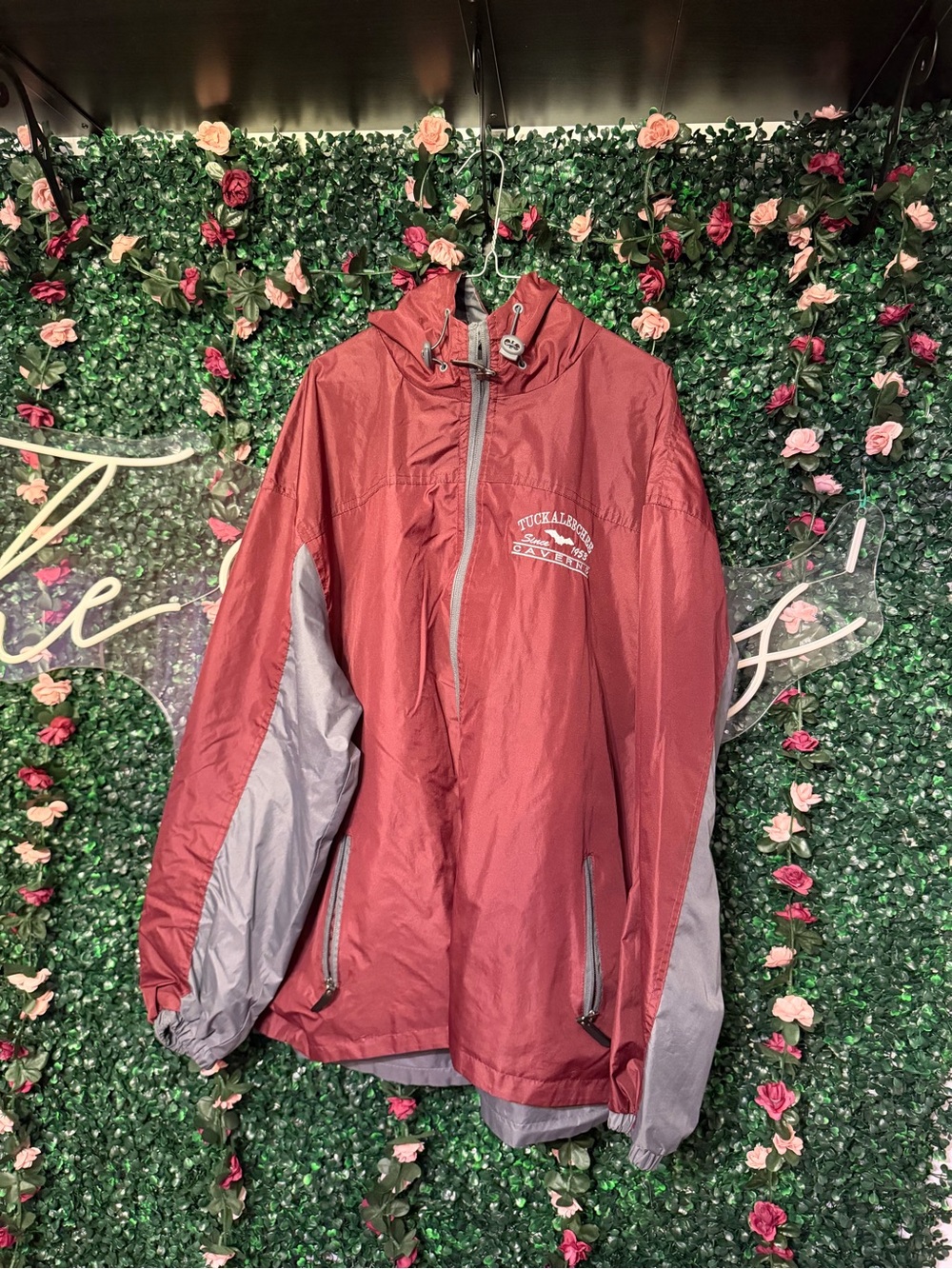 Tuckaleechee Jacket - Red Windbreaker with Gray Panels